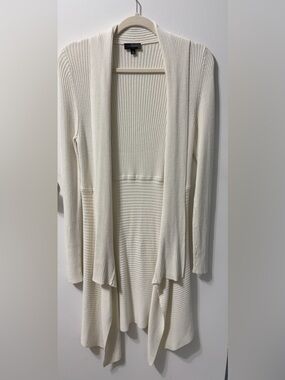The Limited Off-White Ribbed Open-Front Cardigan